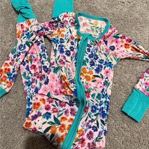 Little Sleepies Floral Footies - Pink and Blue